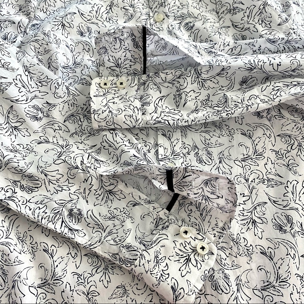 Fleur Bleue Floral Cotton Button-down Shirt Medium Casual - Picture 6 of 13